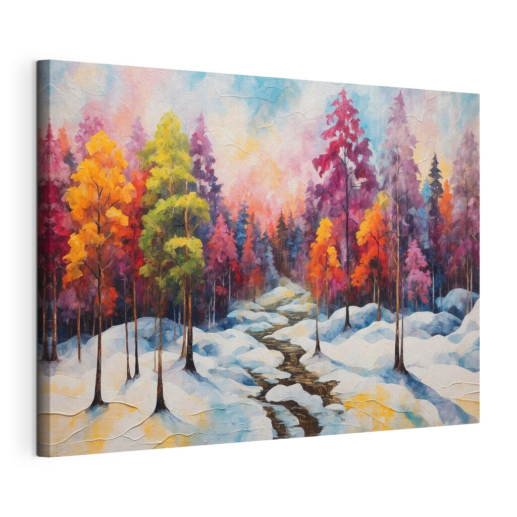 Painting of a snowy forest Painting of a snowy forest