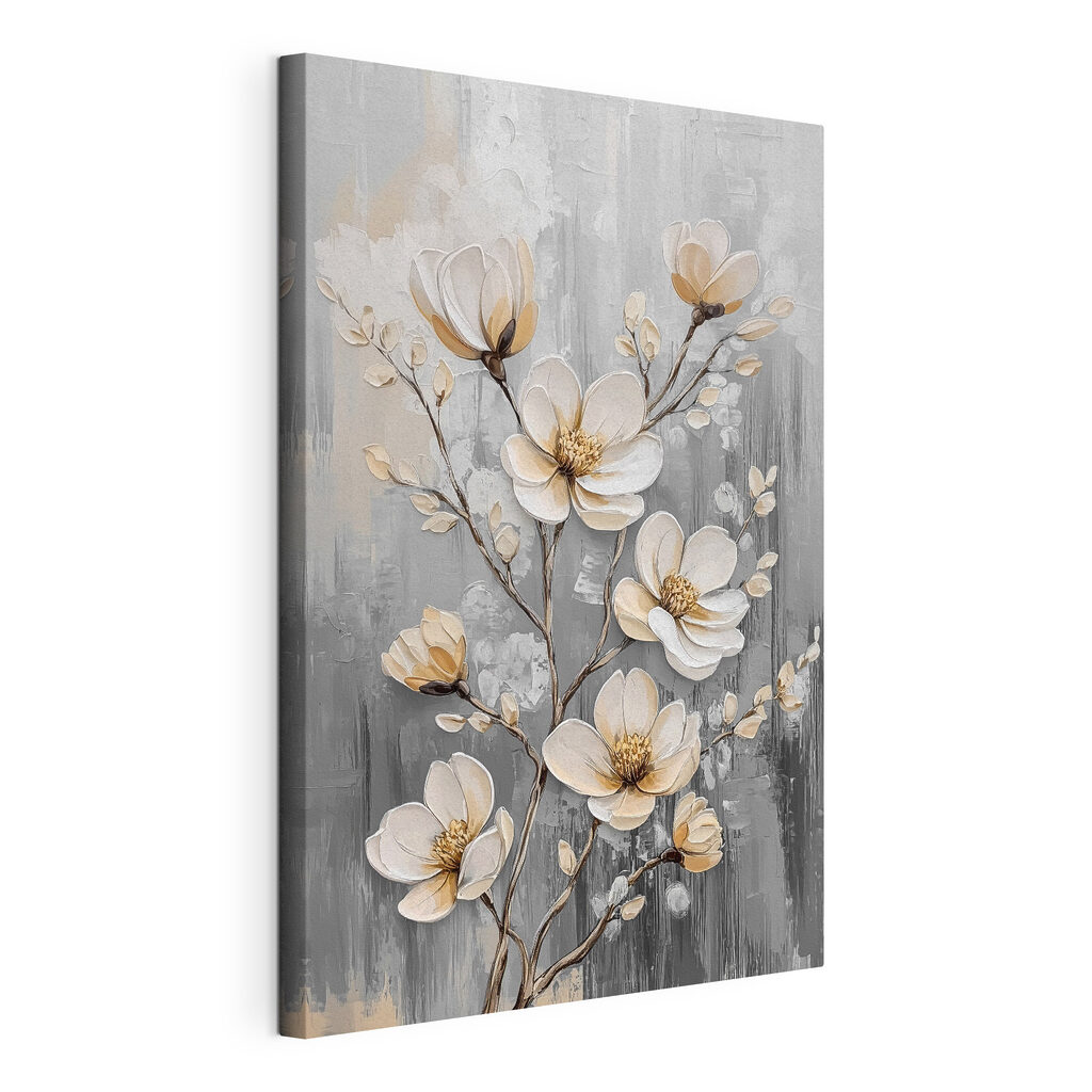 Painting of flowers on a grey background Painting of flowers on a grey background