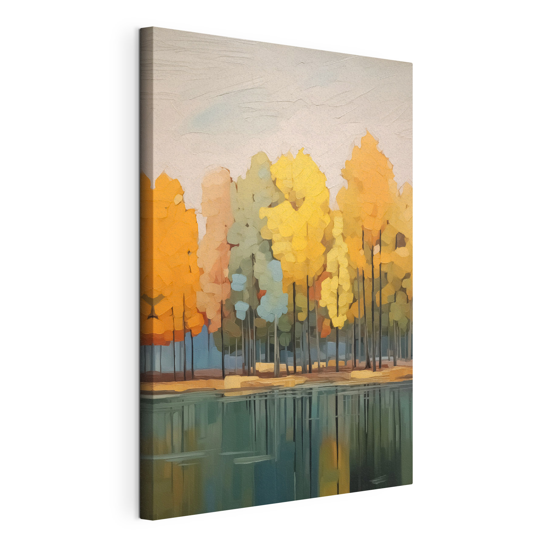 Painting of trees by water