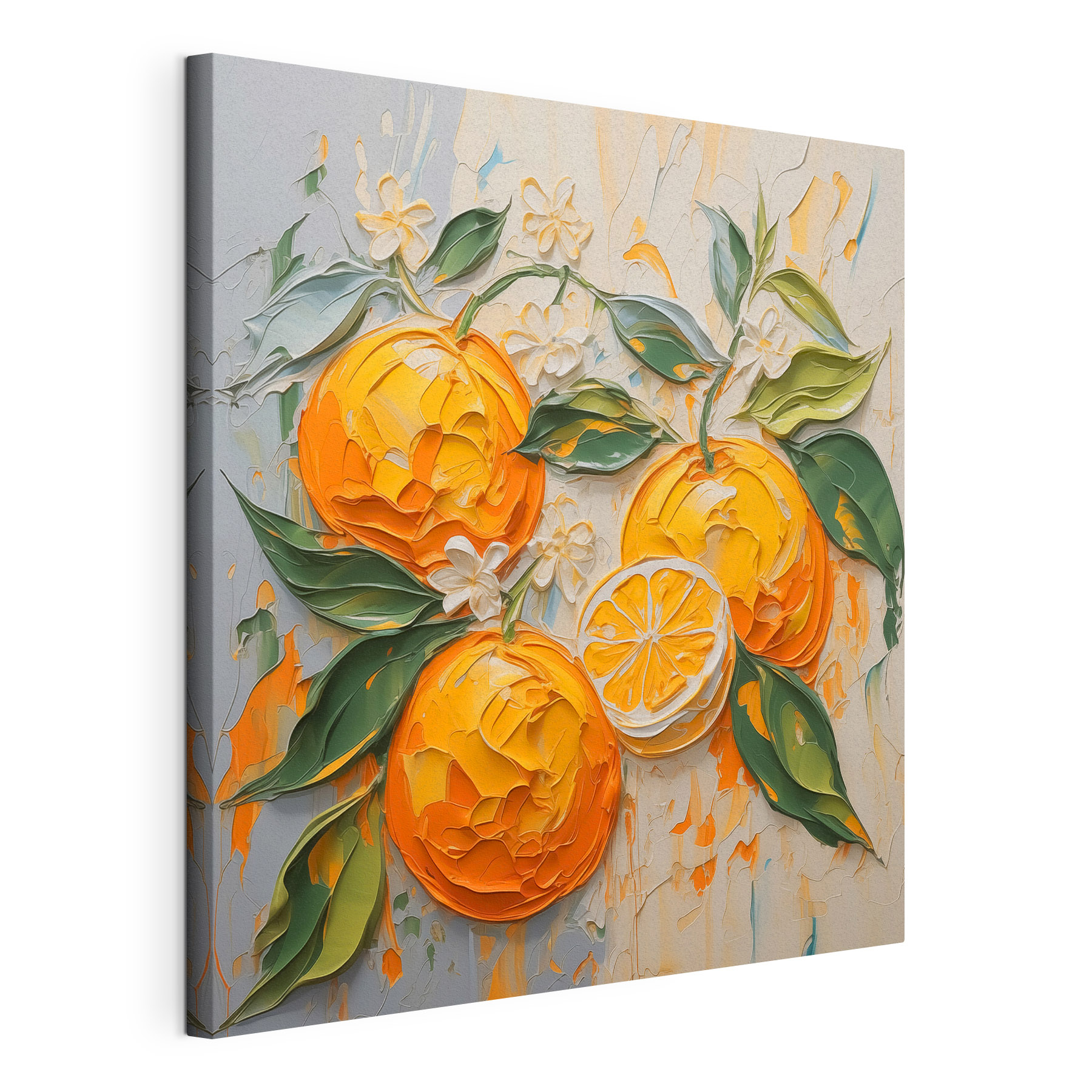 Painting of oranges and leaves Painting of oranges and leaves