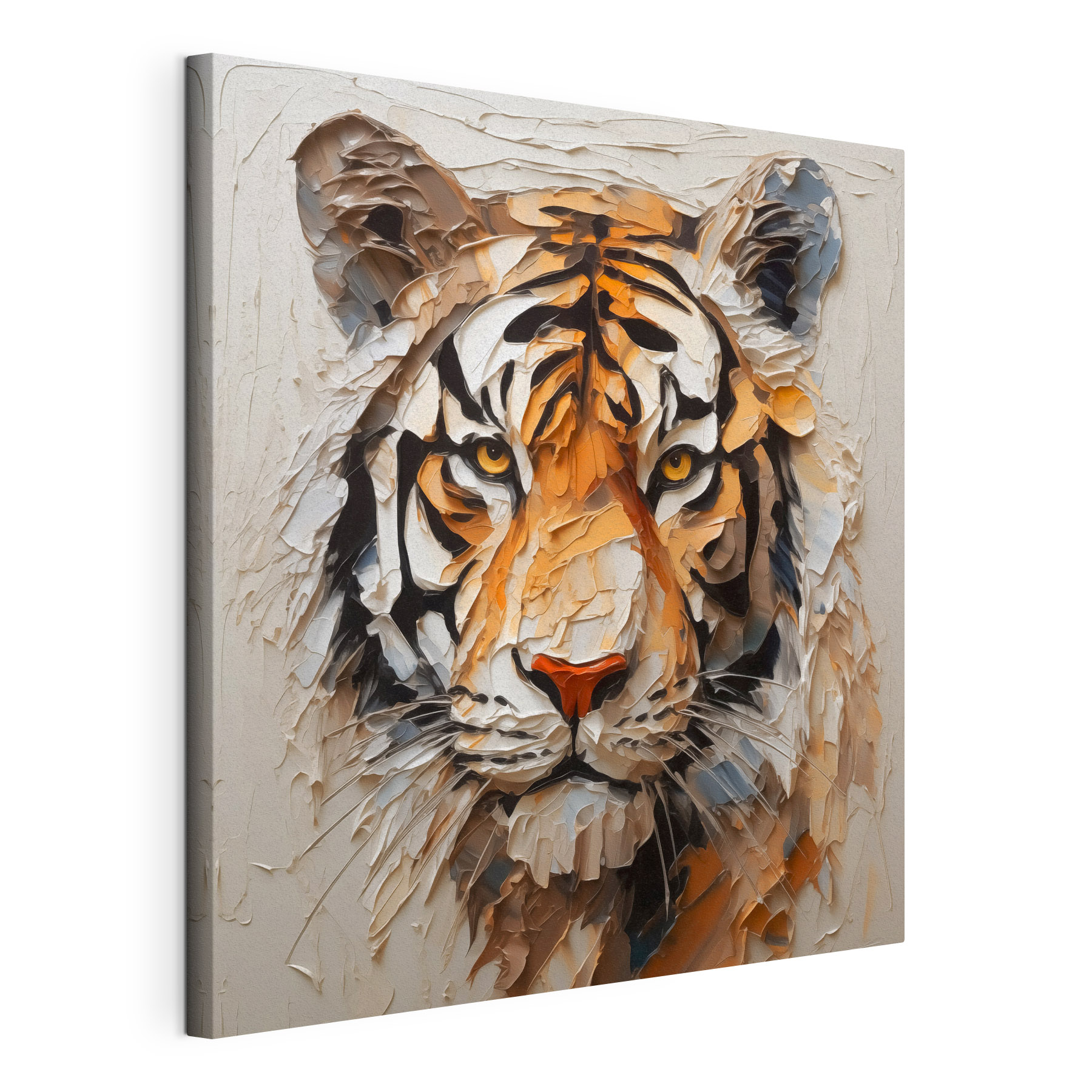 Tiger painted on a white surface Tiger painted on a white surface