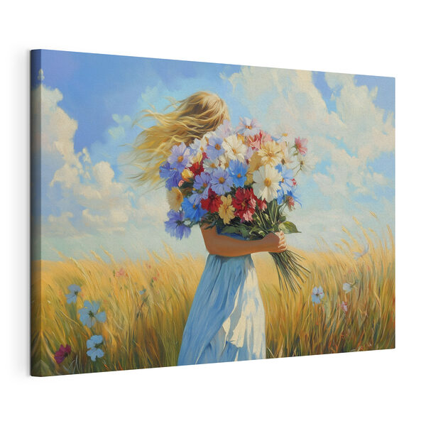 Cuadros Mujer con un ramo de flores (SKU: s42599) Cuadros Cuadros Mujer con un ramo de flores (SKU: s42599)