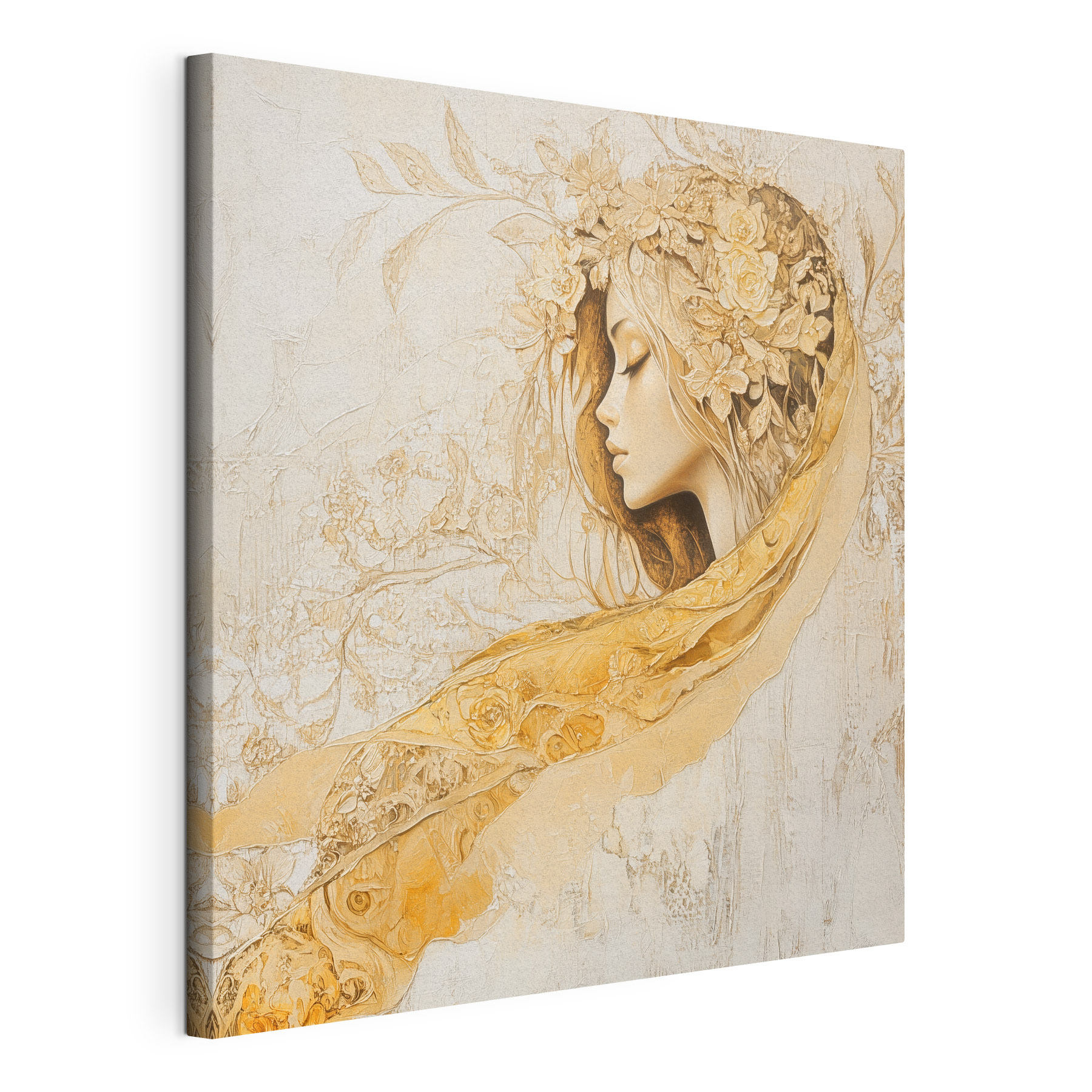 Painting of a woman with flowers in her hair Painting of a woman with flowers in her hair