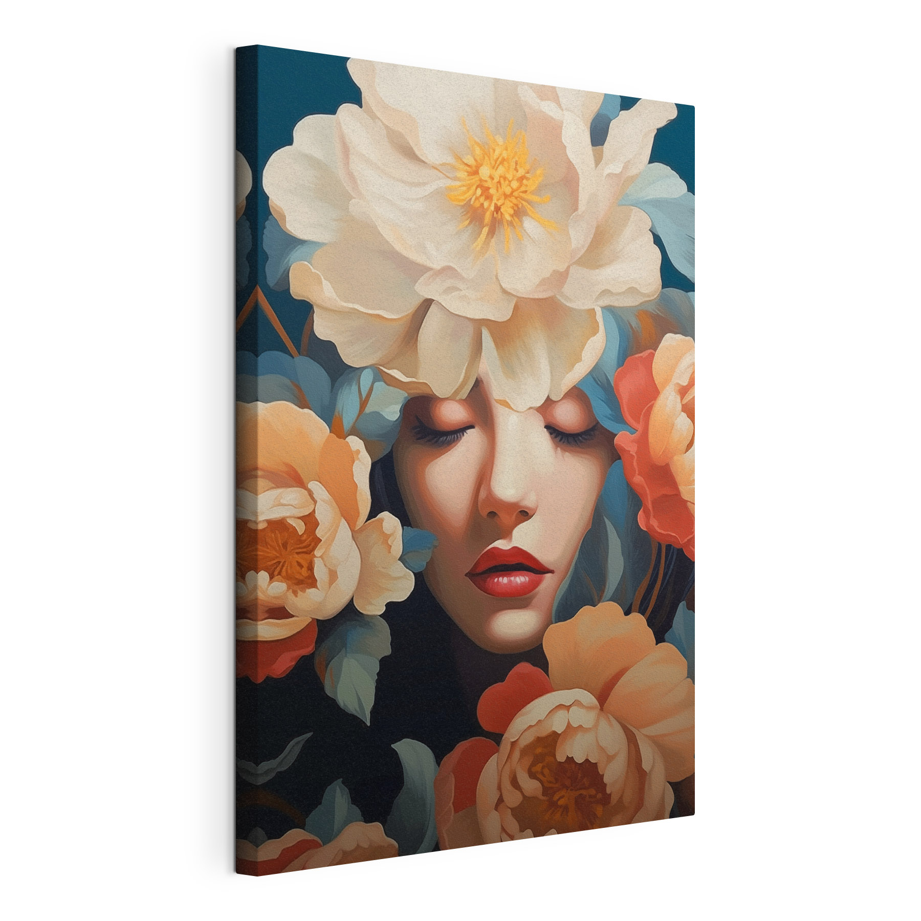 Woman with flowers around her head Woman with flowers around her head