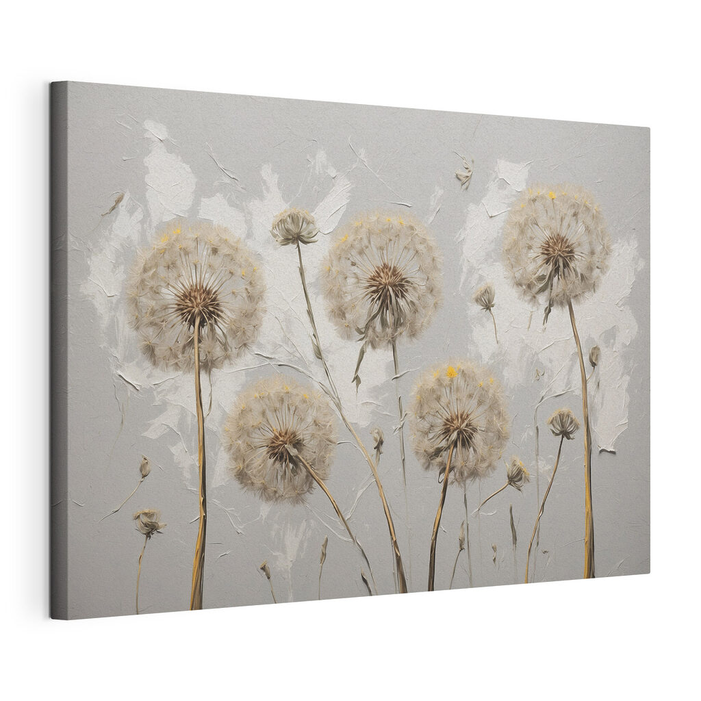 Painting of dandelions on a white background Painting of dandelions on a white background