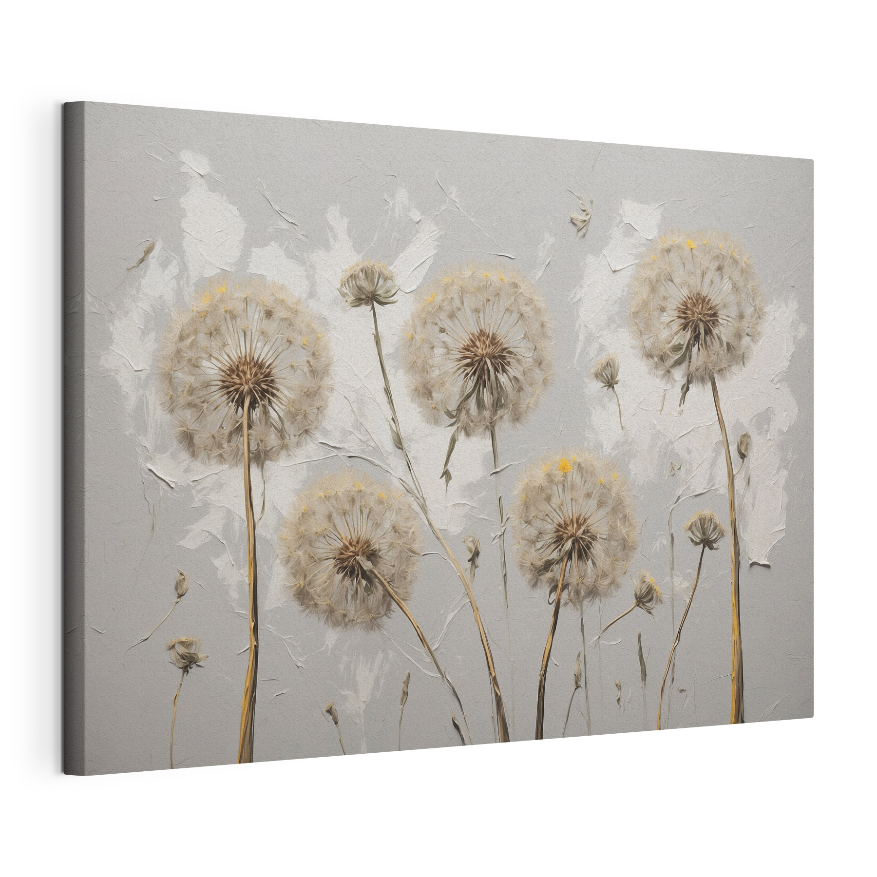 Painting of dandelions on a white background Painting of dandelions on a white background