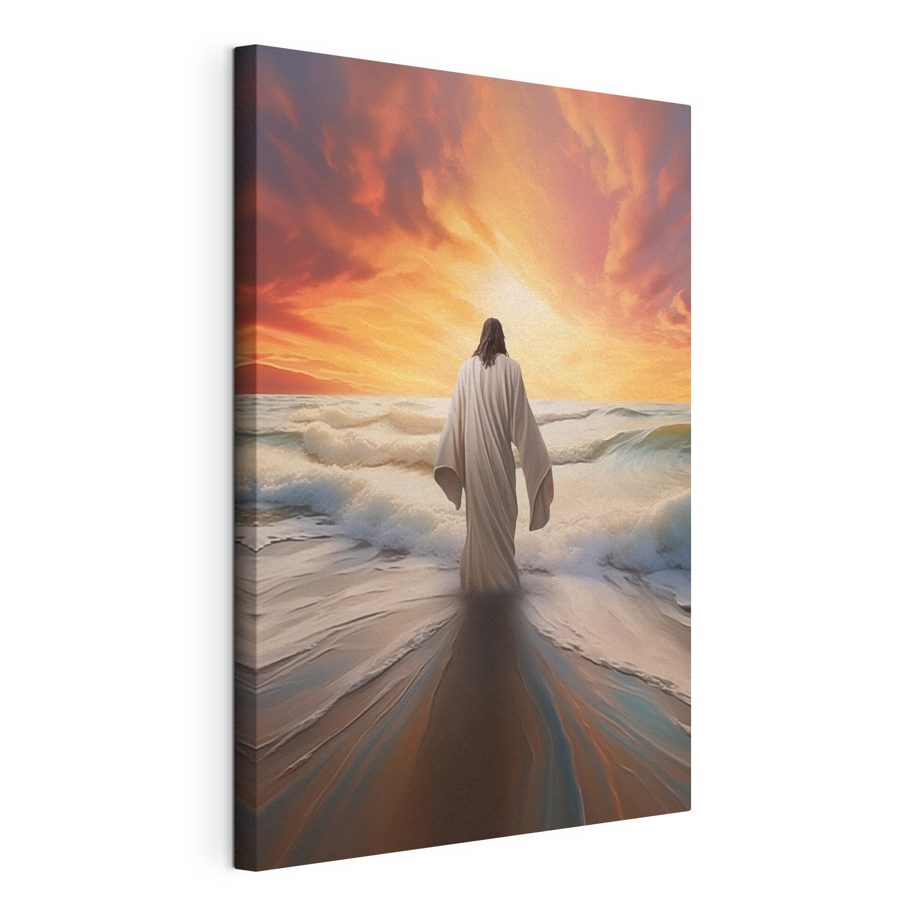 Person in a robe standing in the water