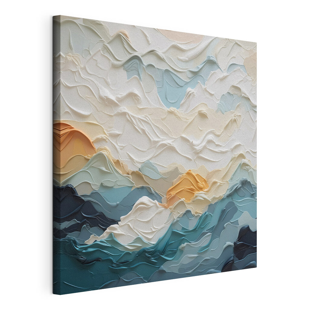 Painting of mountains and clouds