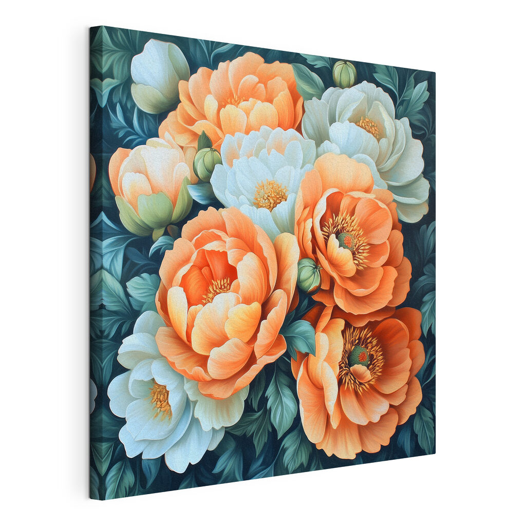 Painting of flowers on a blue background Painting of flowers on a blue background