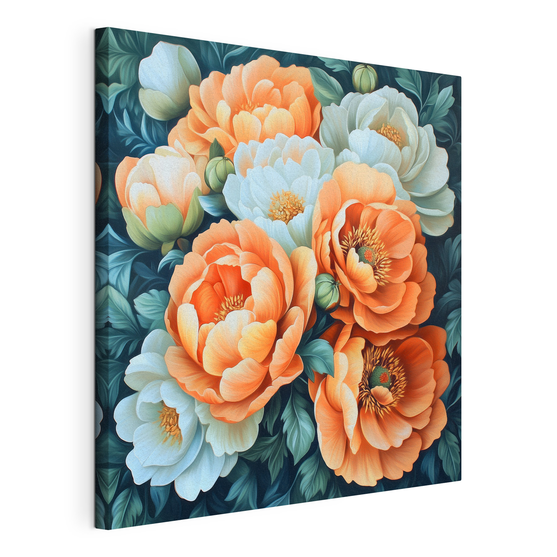 Painting of flowers on a blue background Painting of flowers on a blue background