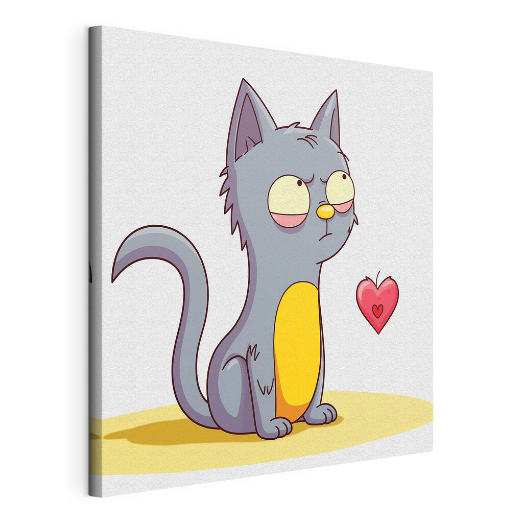 Cartoon of a cat looking at a heart
