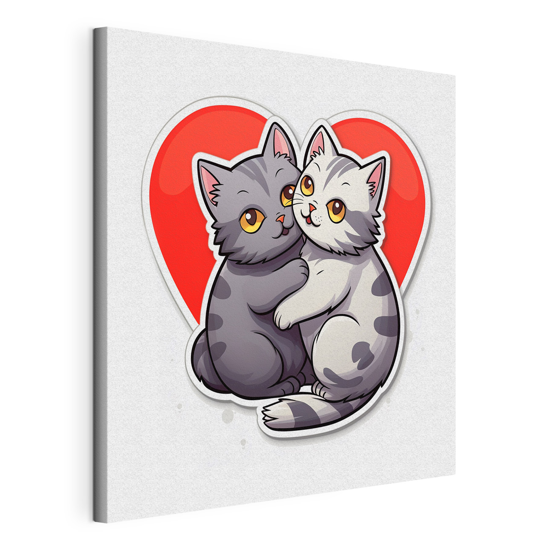 Sticker of two cats hugging Sticker of two cats hugging