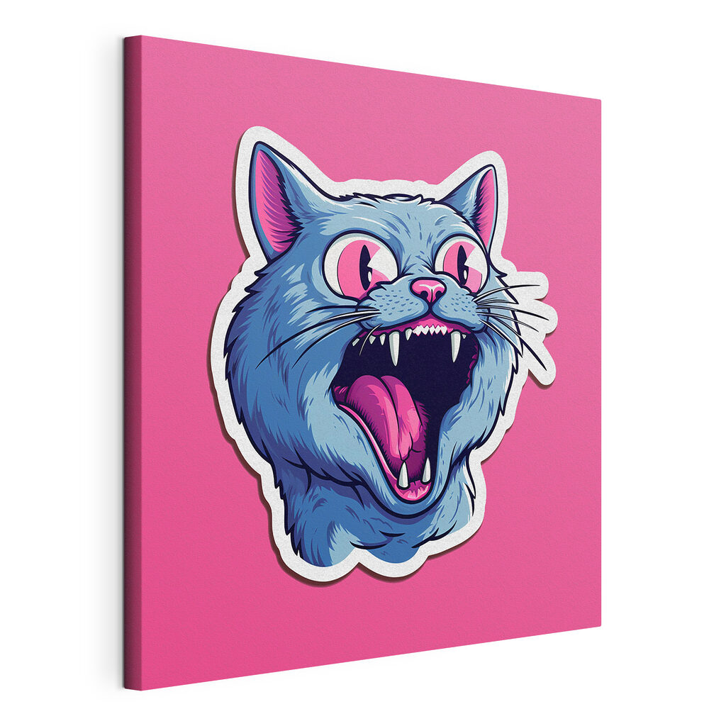 Sticker of a cat with its mouth open Sticker of a cat with its mouth open