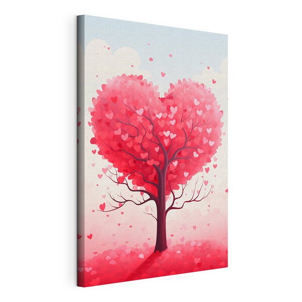 Cuadros Árbol con hojas rosas y corazones (SKU: s42883) Cuadros Cuadros Árbol con hojas rosas y corazones (SKU: s42883)