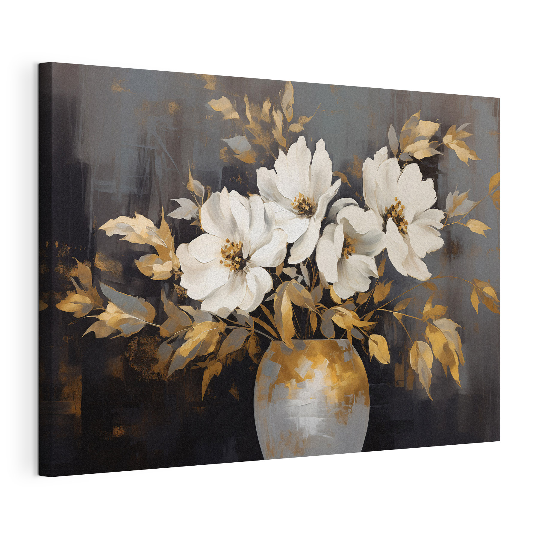 Painting of white flowers in a vase Painting of white flowers in a vase
