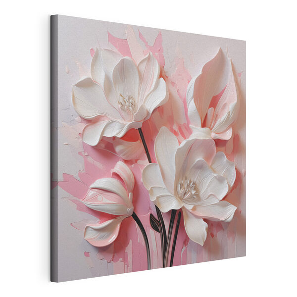 Cuadros Flores blancas sobre un fondo rosa (SKU: s42895) Cuadros Cuadros Flores blancas sobre un fondo rosa (SKU: s42895)