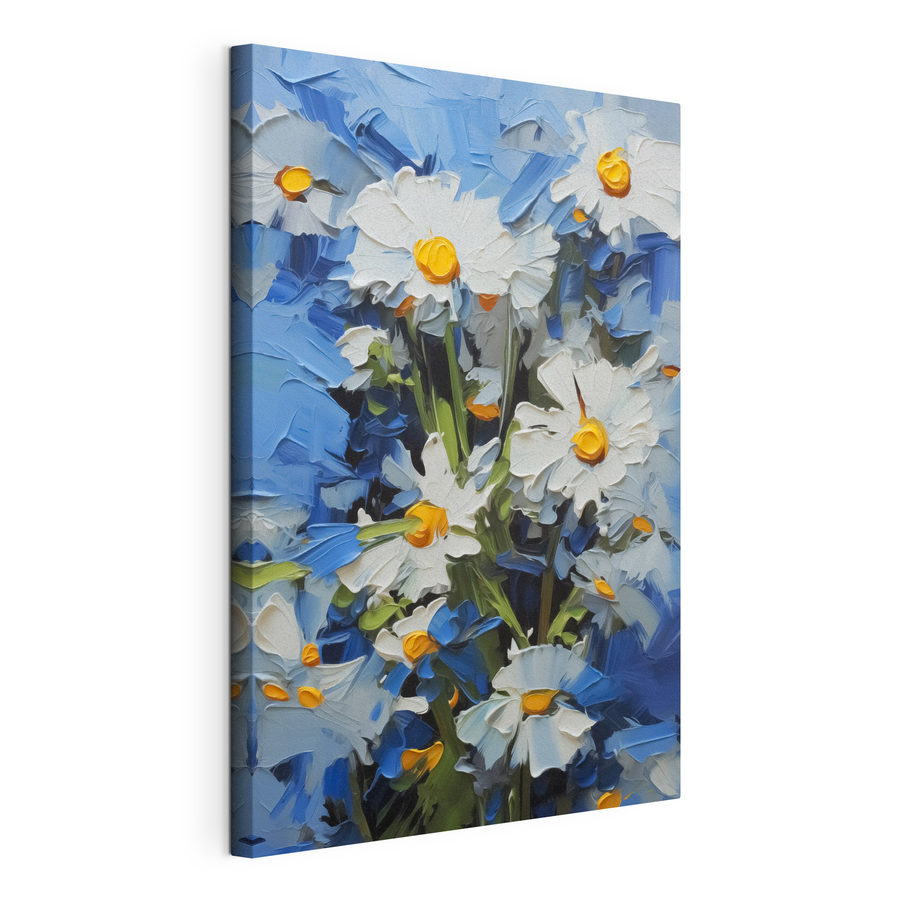 Bright daisies against a blue backdrop
