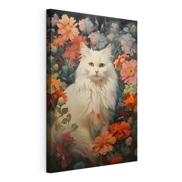Cuadros Gato blanco en un jardín de flores (SKU: s42905) Cuadros Cuadros Gato blanco en un jardín de flores (SKU: s42905)
