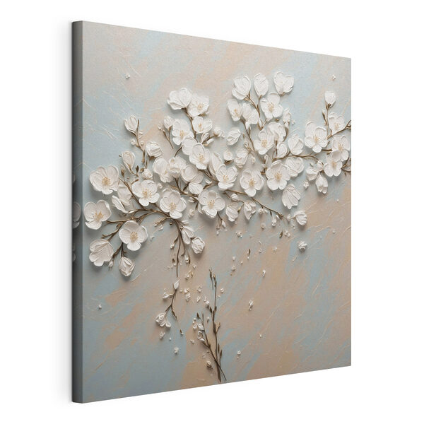Cuadros Flores blancas sobre un fondo azul y blanco (SKU: s42921) Cuadros Cuadros Flores blancas sobre un fondo azul y blanco (SKU: s42921)