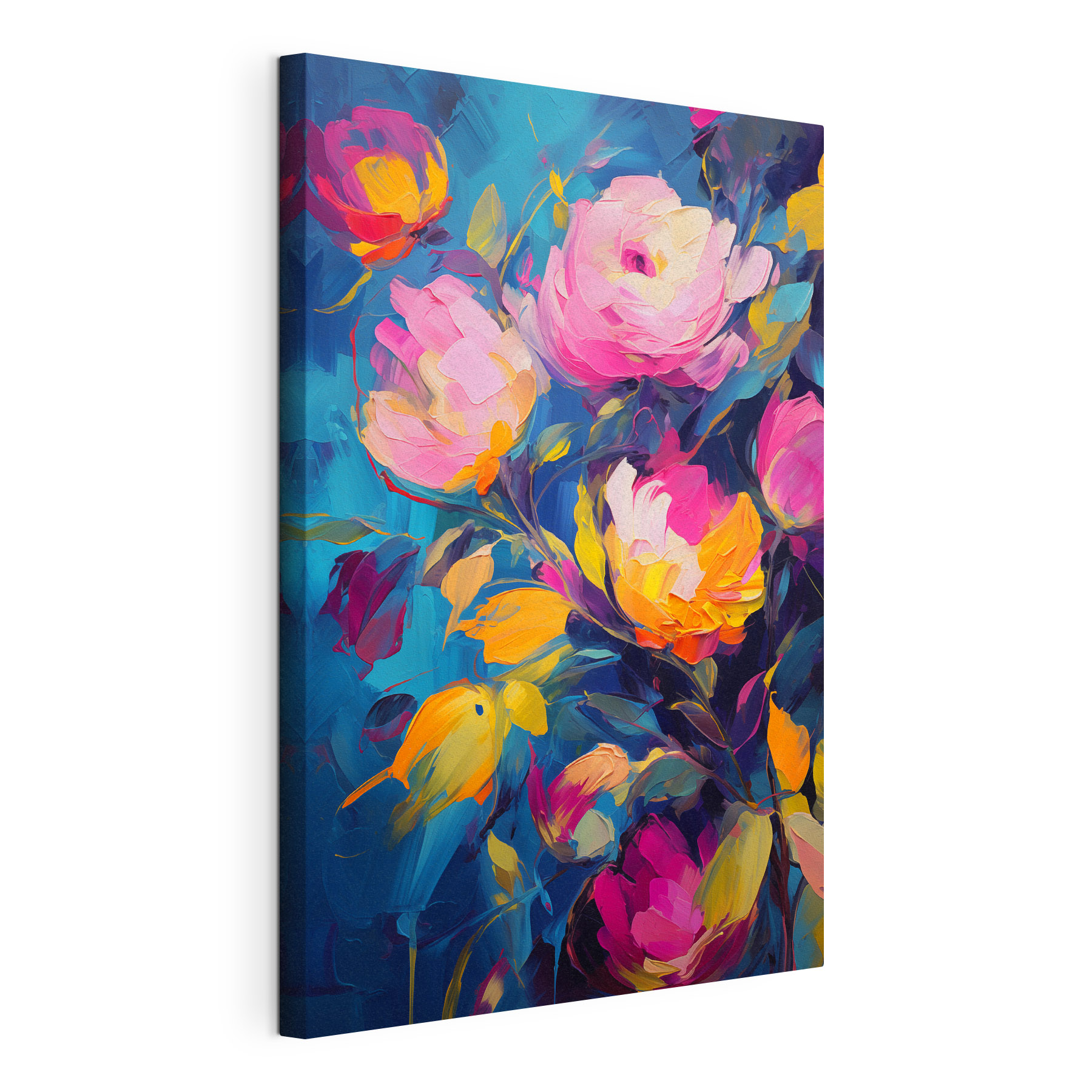Painting of flowers on a blue background Painting of flowers on a blue background