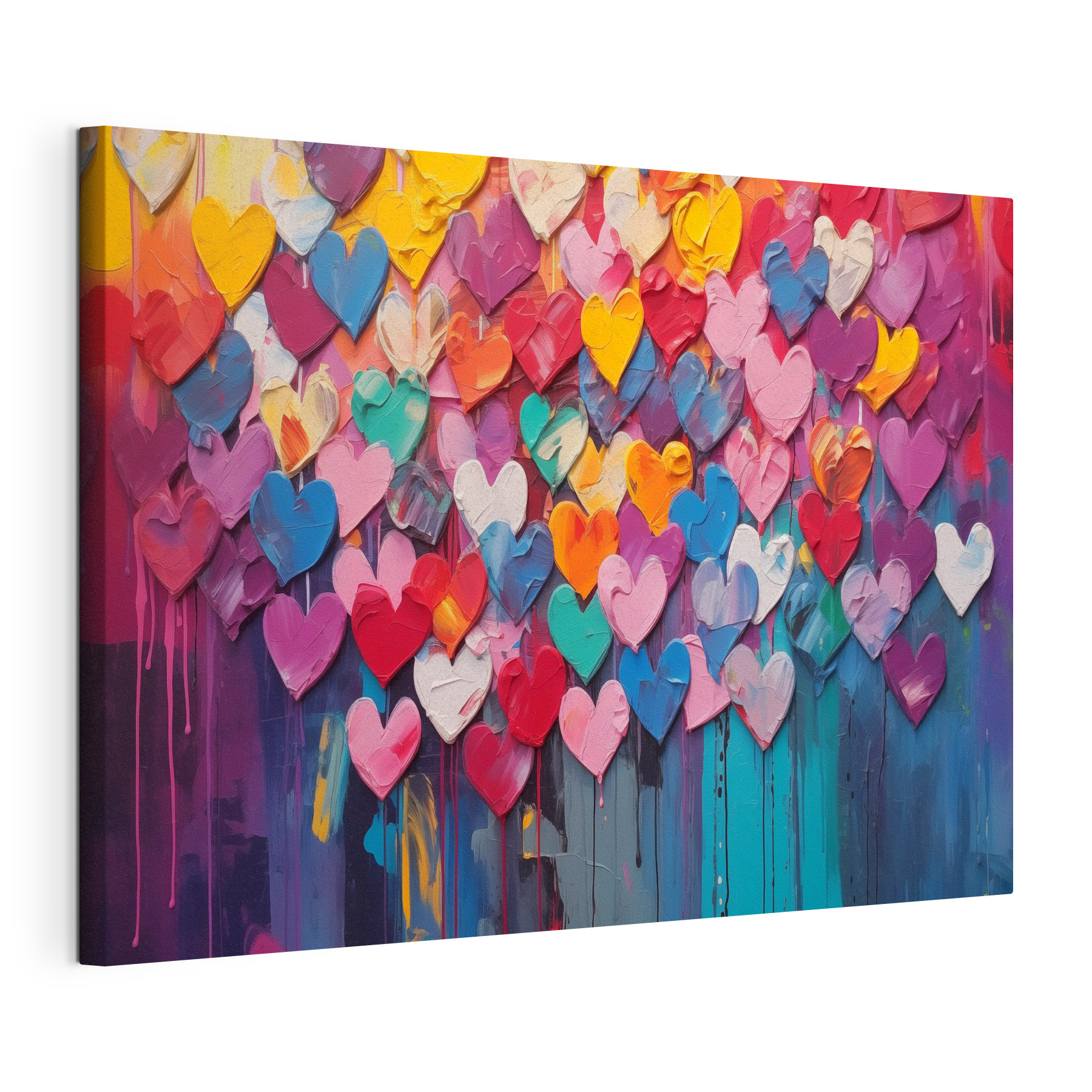 Painting of many hearts