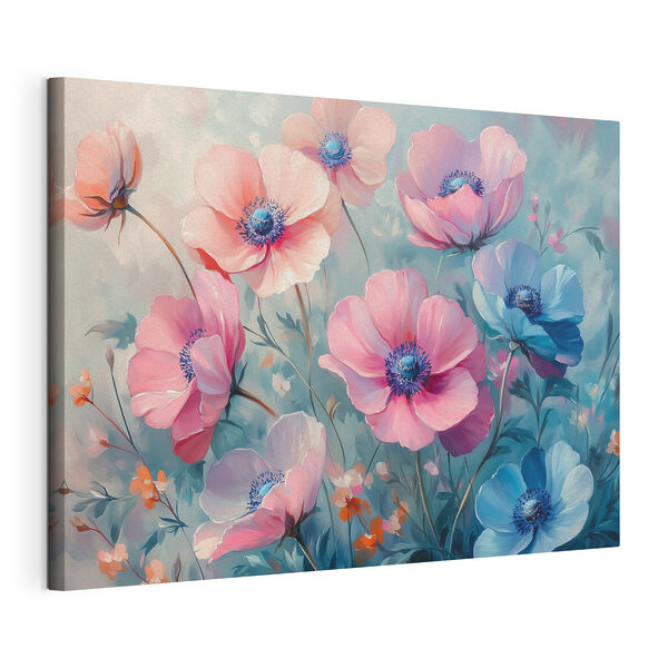 Cuadro de flores sobre fondo azul Cuadros Cuadro de flores sobre fondo azul