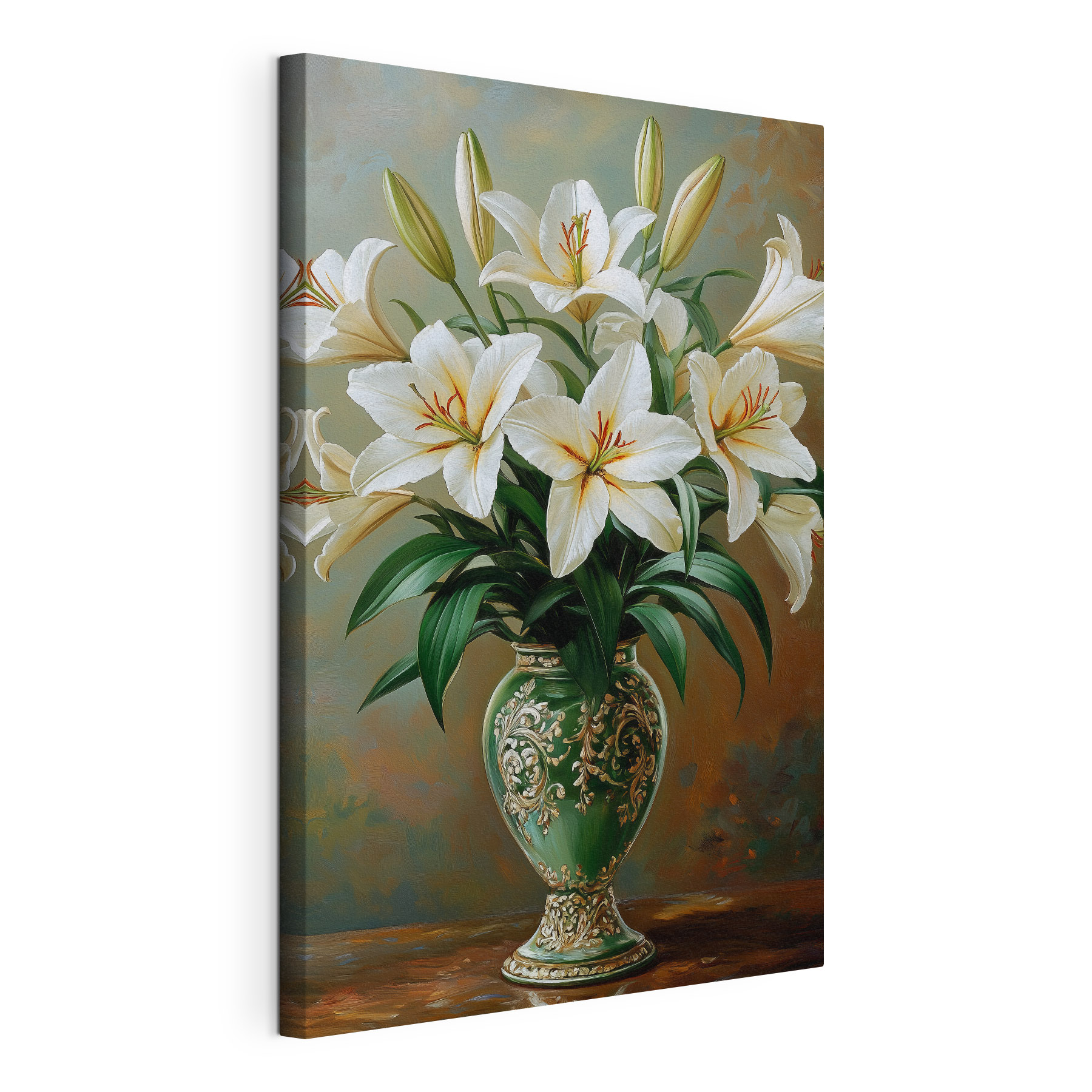Painting of a vase of white flowers Painting of a vase of white flowers