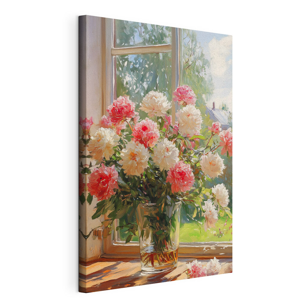 Vase of flowers in front of a window Vase of flowers in front of a window