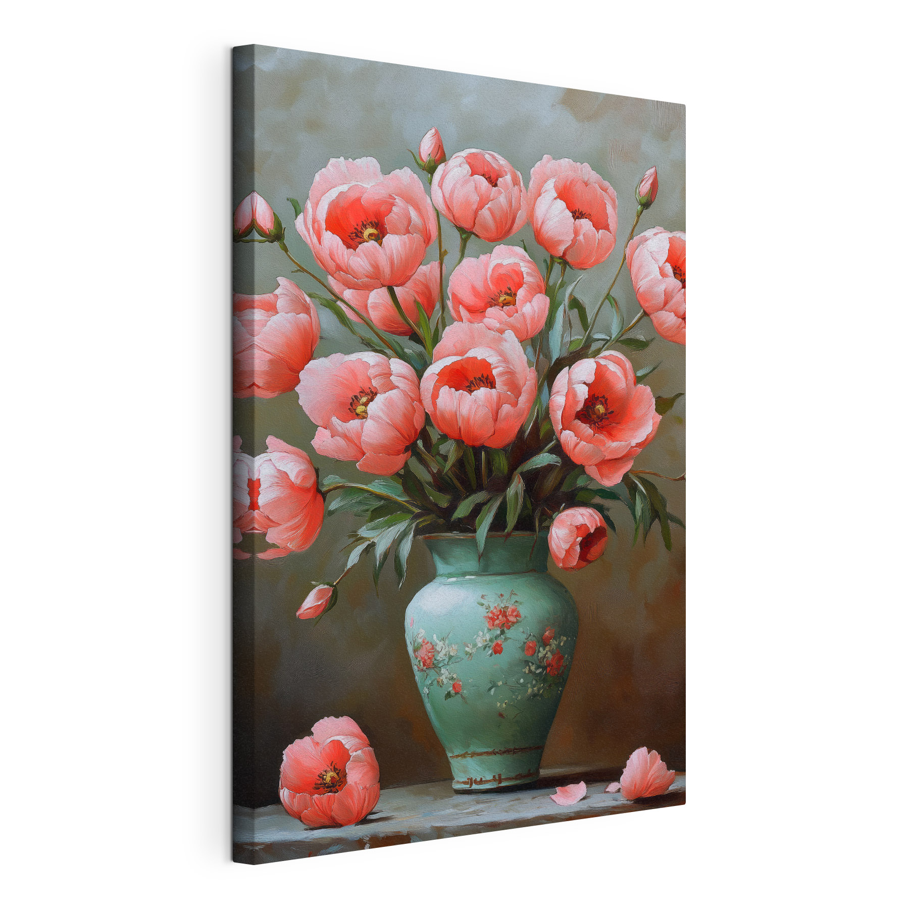 Painting of pink flowers in a vase Painting of pink flowers in a vase