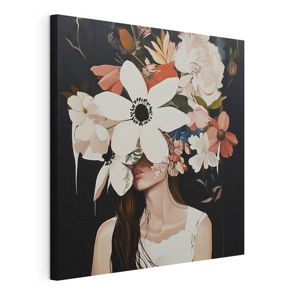 Cuadros Cuadro de una mujer con flores en la cara (SKU: s42989) Cuadros Cuadros Cuadro de una mujer con flores en la cara (SKU: s42989)
