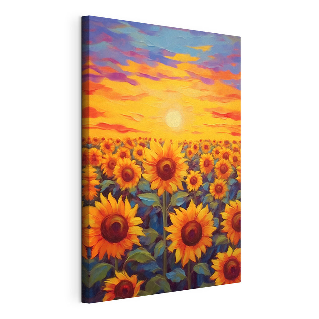 Painting of sunflowers in a field Painting of sunflowers in a field