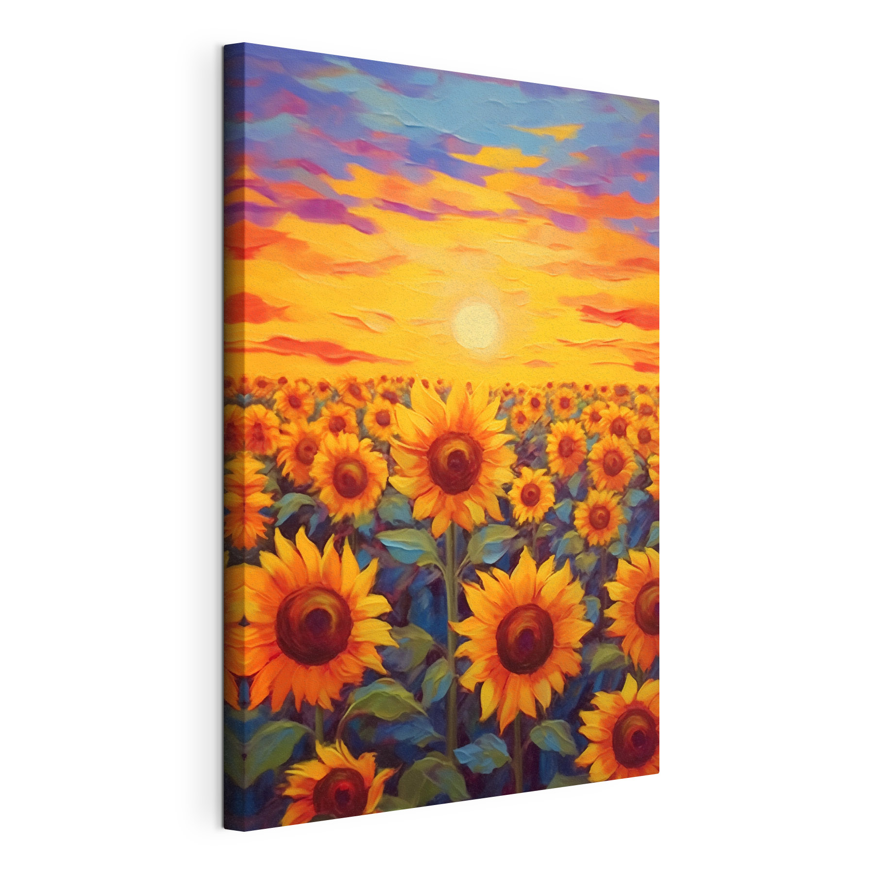 Painting of sunflowers in a field Painting of sunflowers in a field