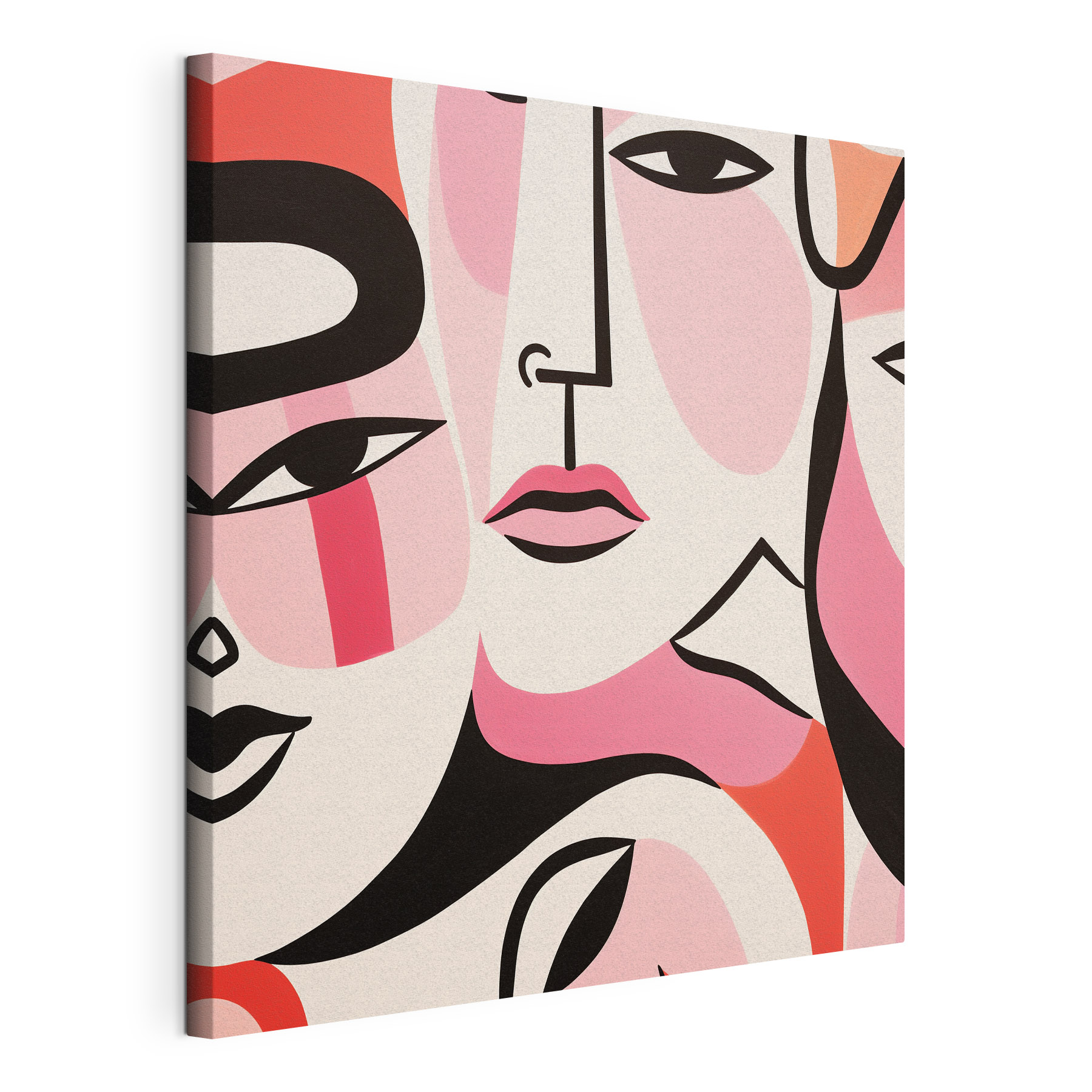 Group of faces painted on a white surface Group of faces painted on a white surface