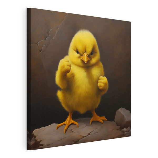 Pollito amarillo de pie sobre una roca Cuadros Pollito amarillo de pie sobre una roca