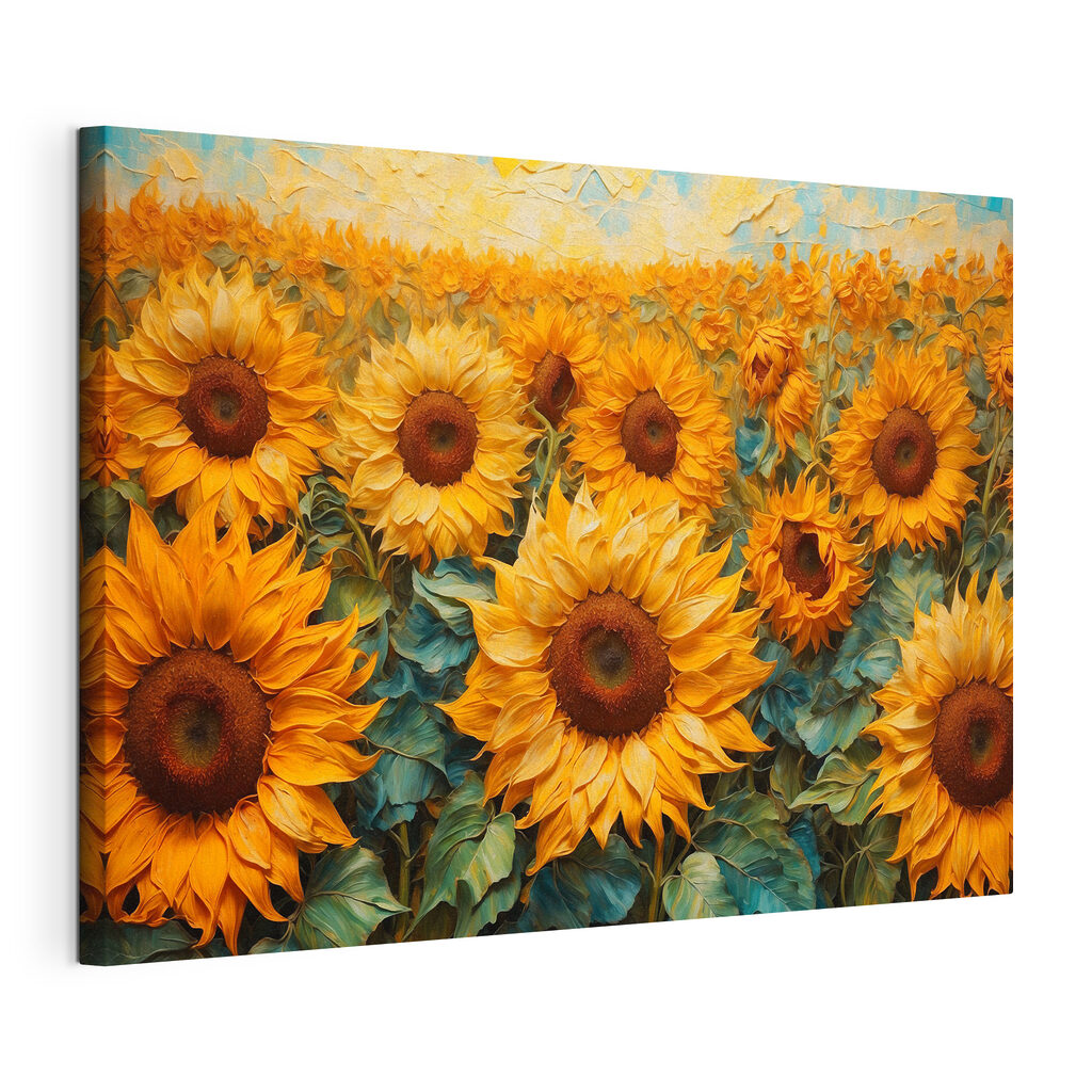 Painting of sunflowers in a field