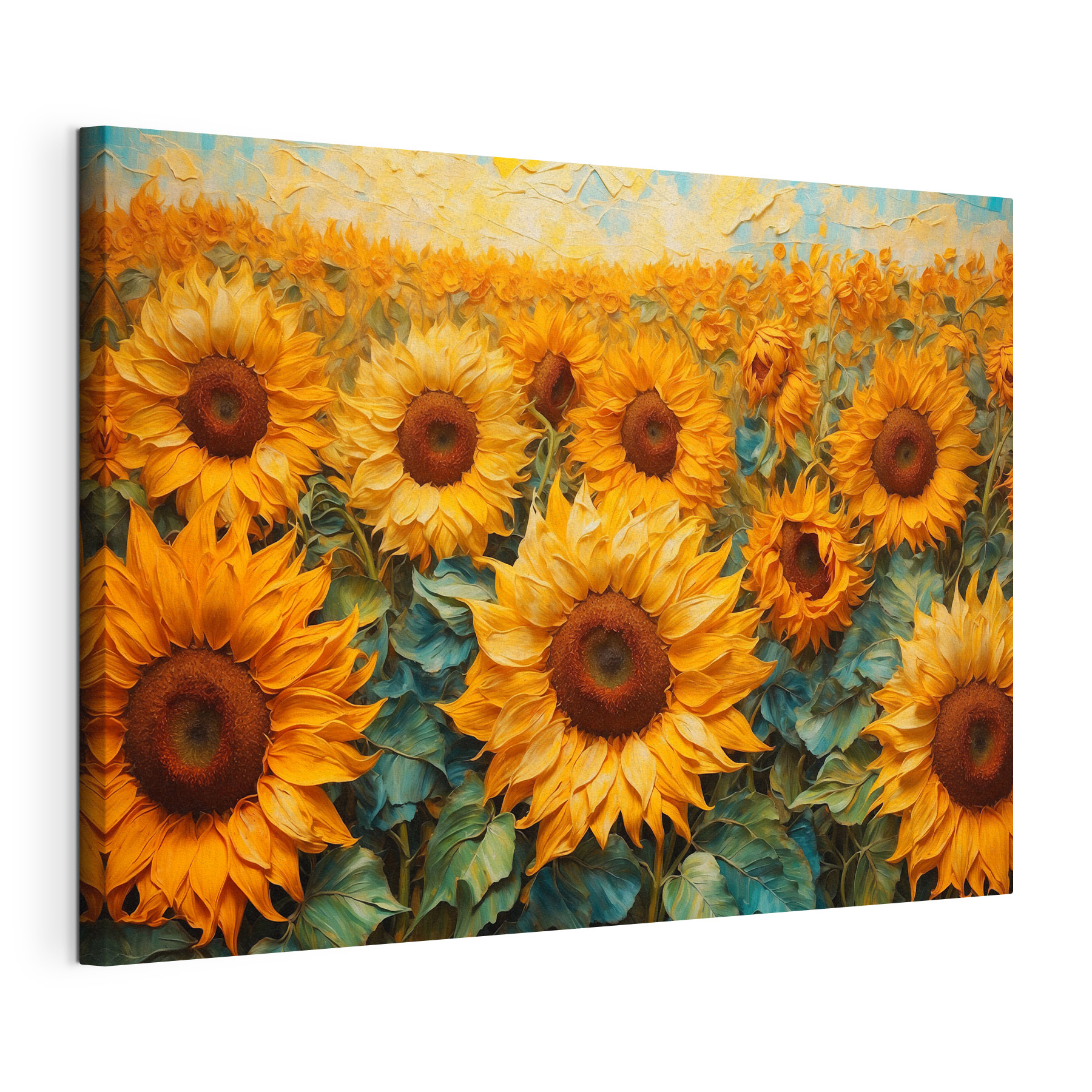 Painting of sunflowers in a field