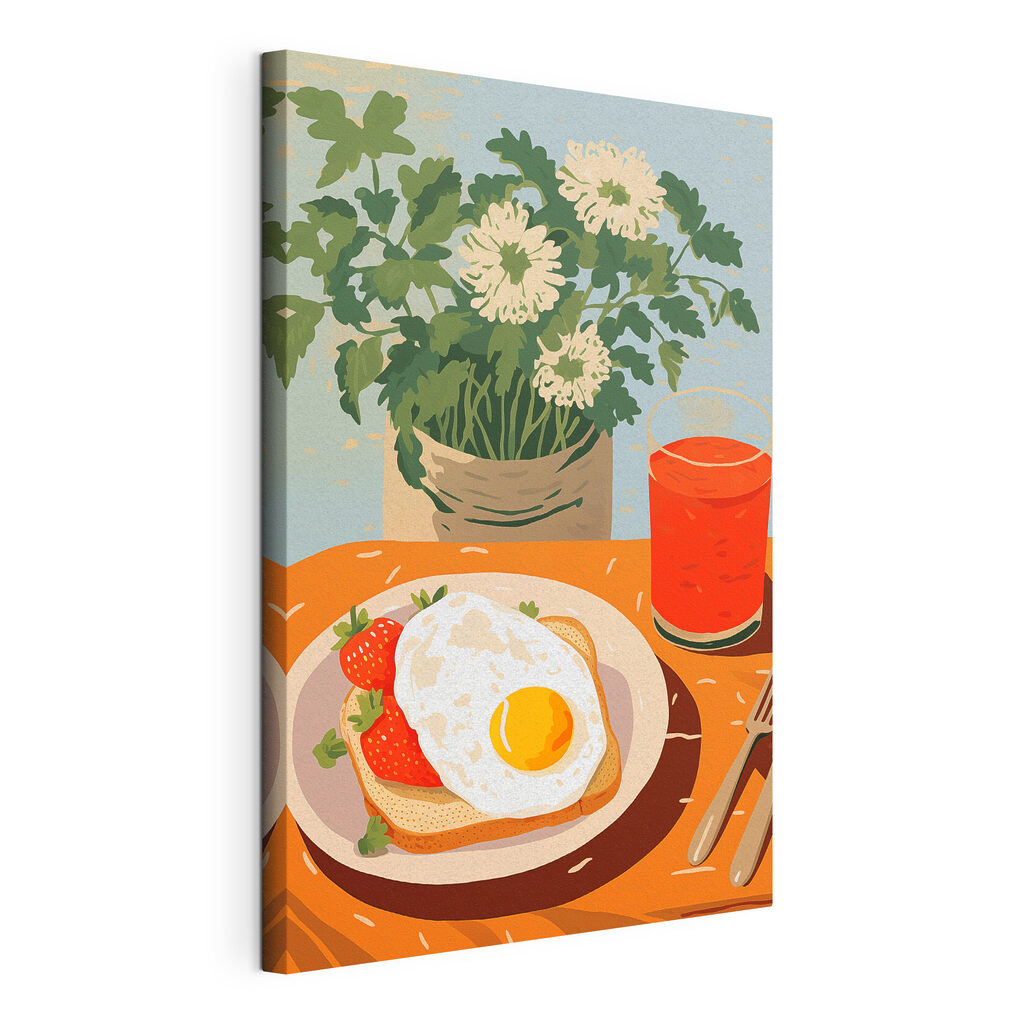 Plate of food with a sunny side up egg and strawberries Plate of food with a sunny side up egg and strawberries