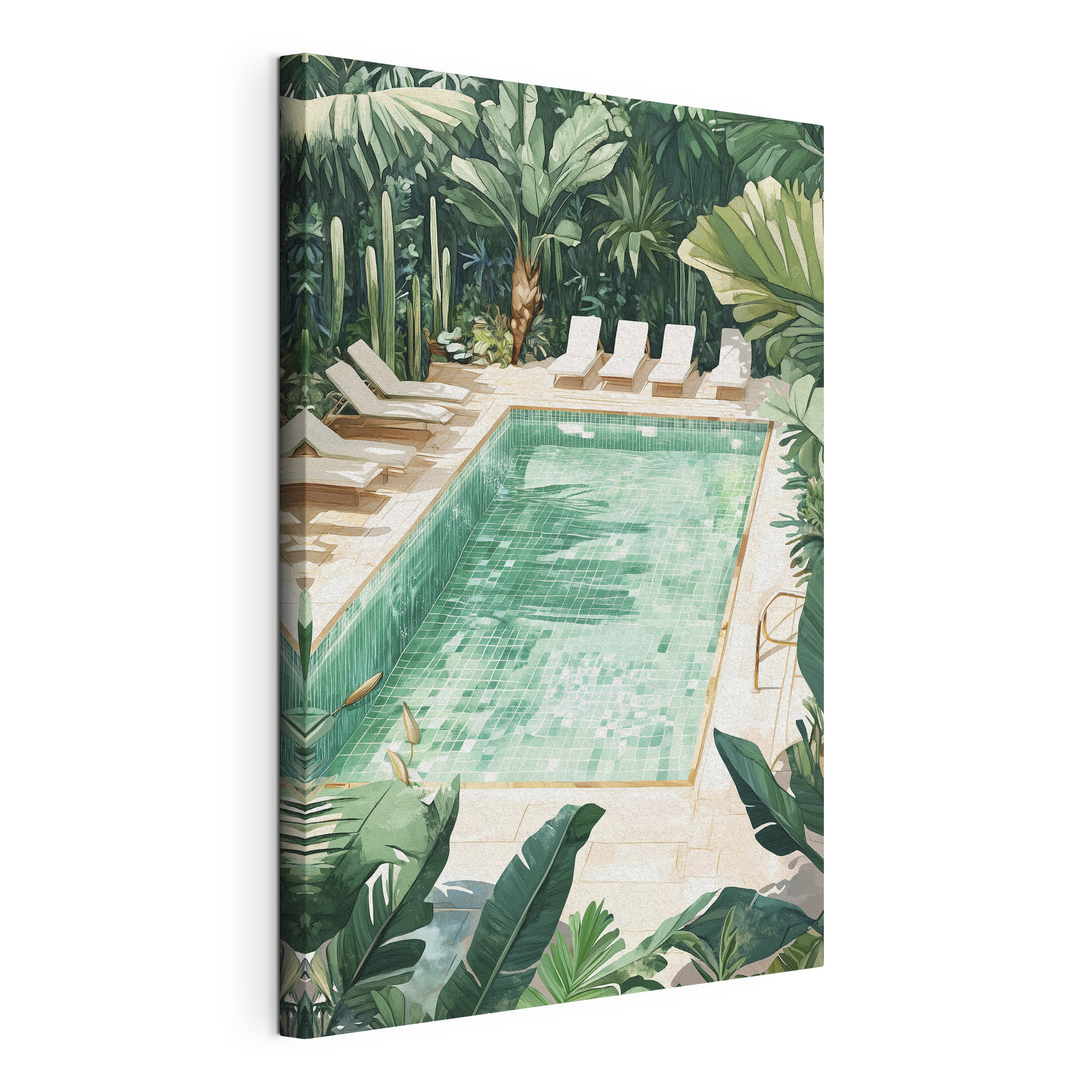 Pool with chairs and trees Pool with chairs and trees