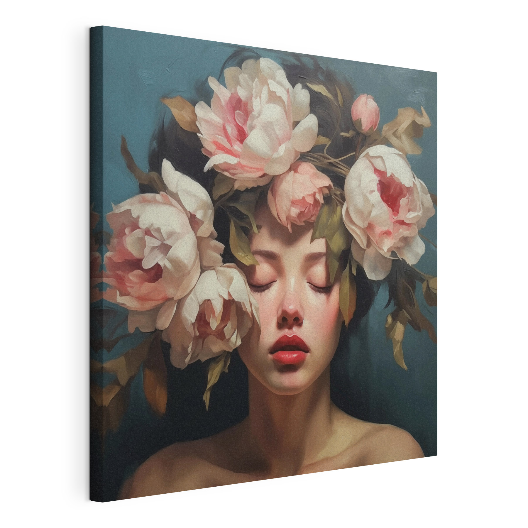 Woman with flowers on her head