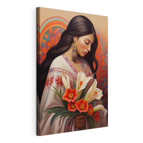 Cuadros Mujer con flores en la mano (SKU: s43268) Cuadros Cuadros Mujer con flores en la mano (SKU: s43268)
