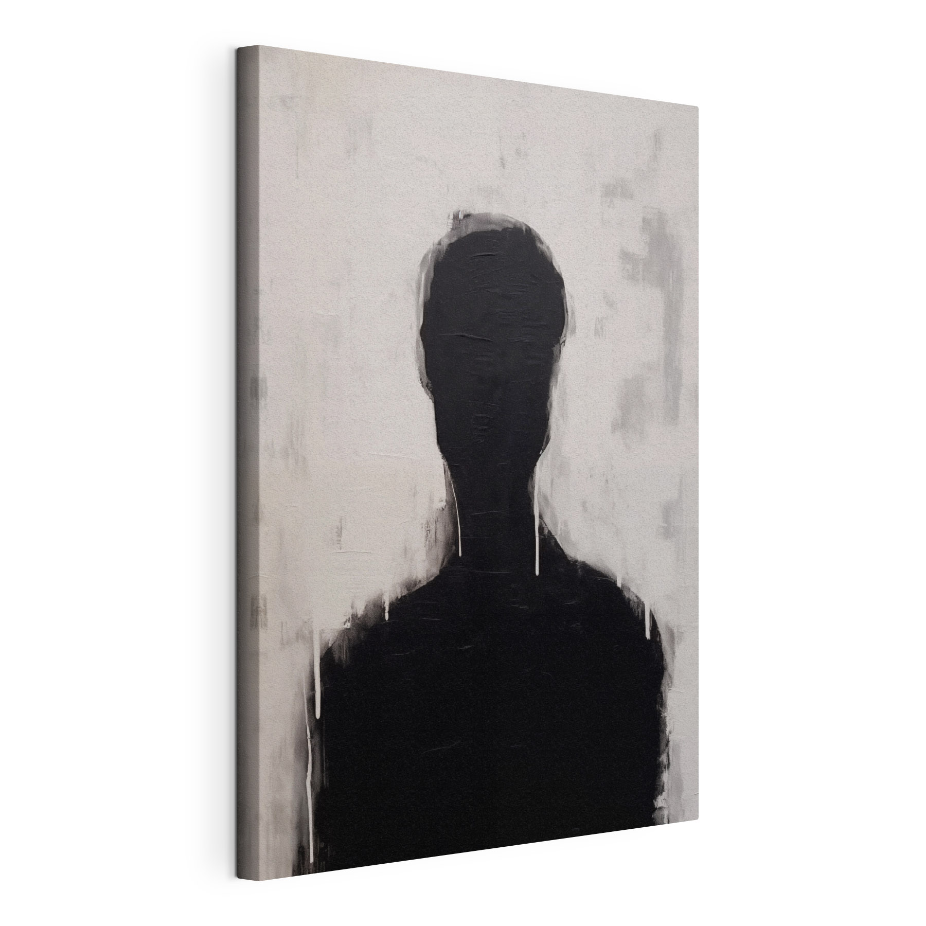Black and white painting of a person's head Black and white painting of a person's head