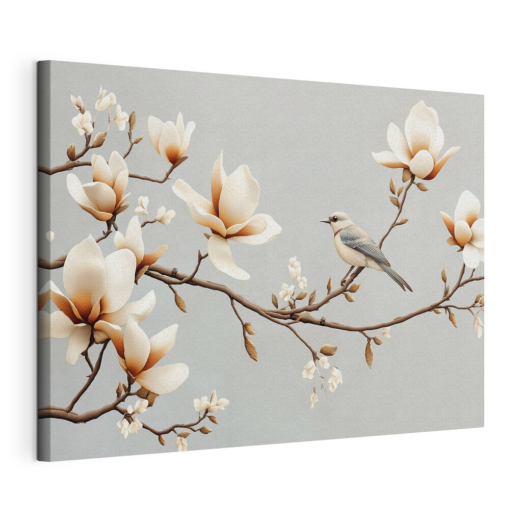 Bird on a branch with flowers Bird on a branch with flowers
