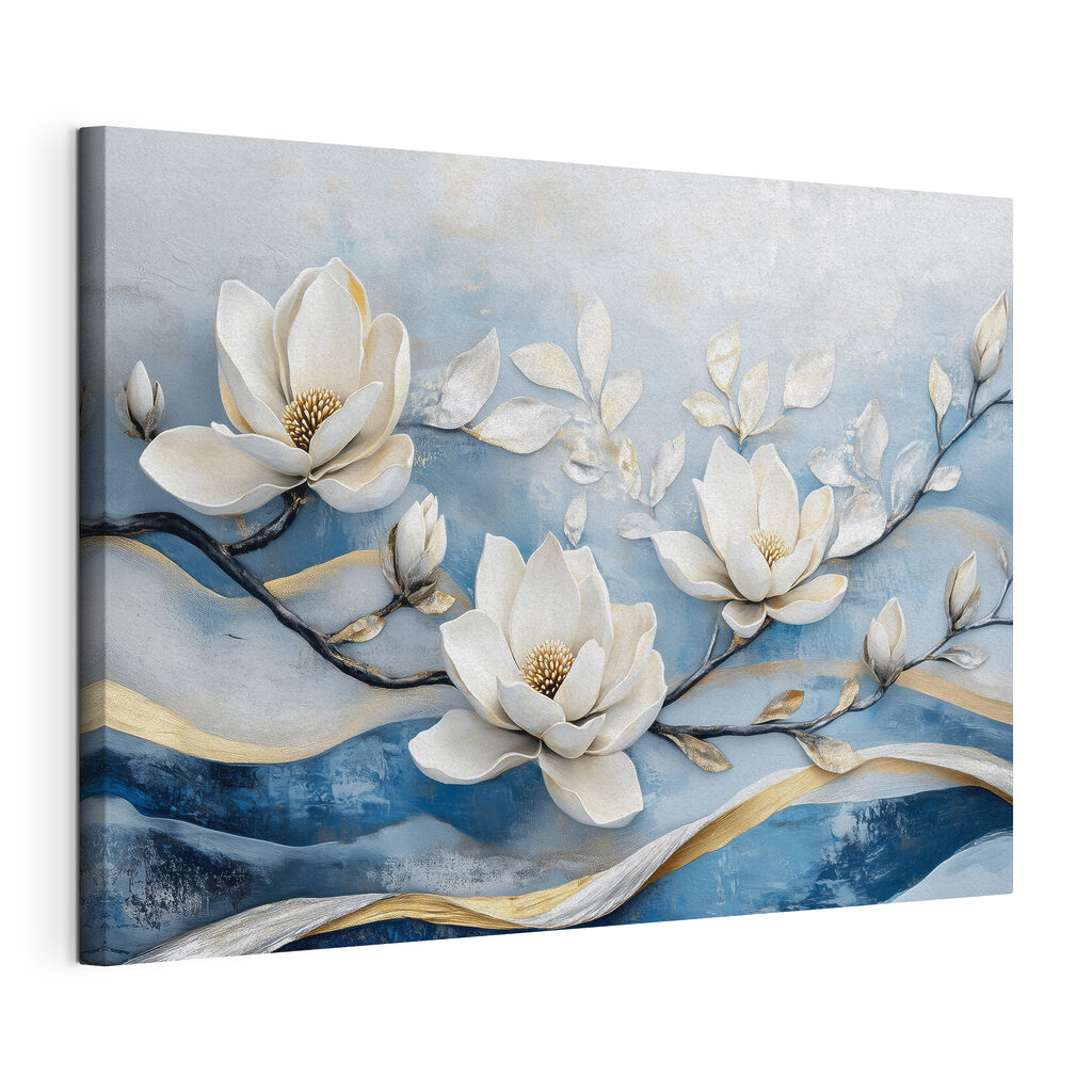 White flowers on a blue background White flowers on a blue background