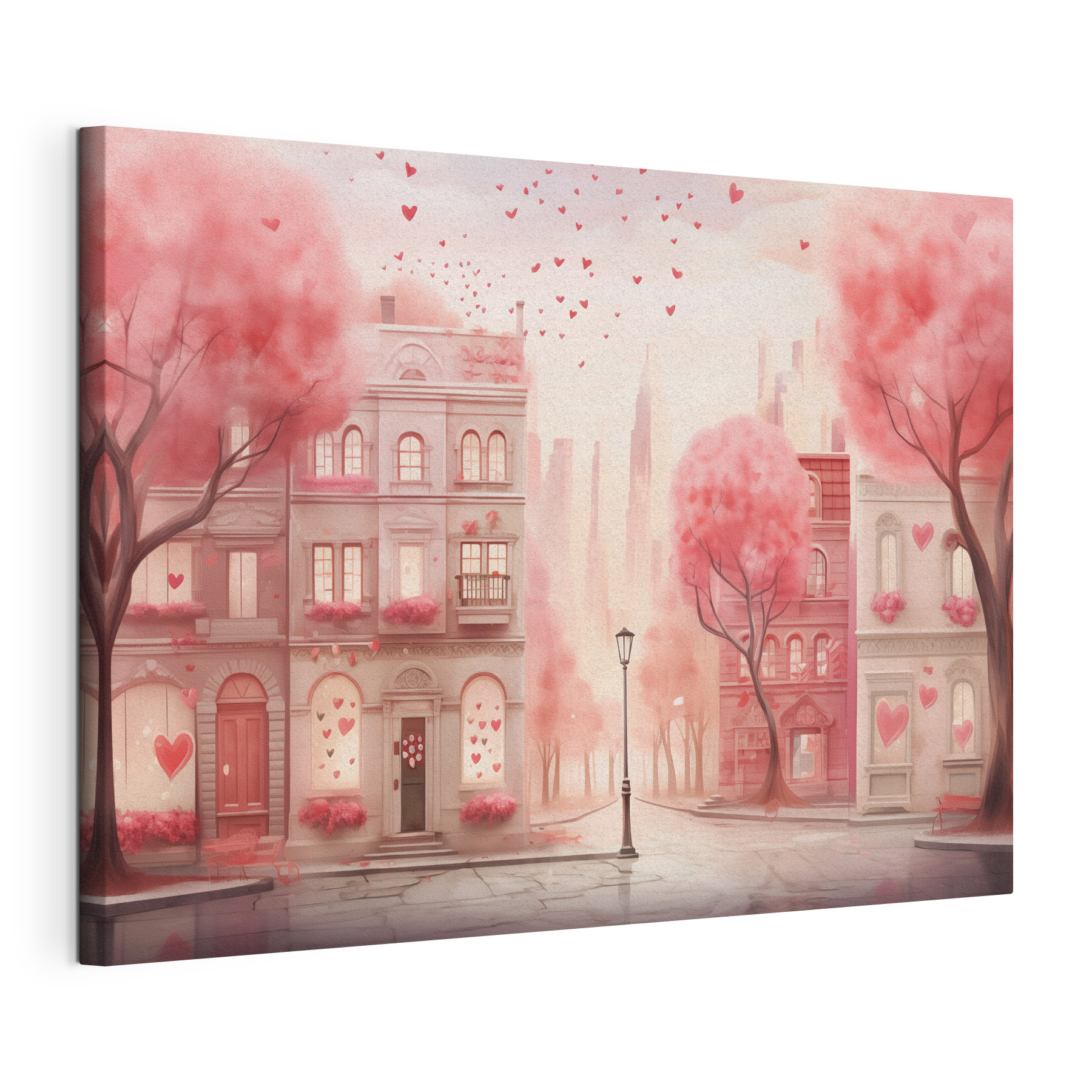 Pink trees with hearts falling from the sky Pink trees with hearts falling from the sky