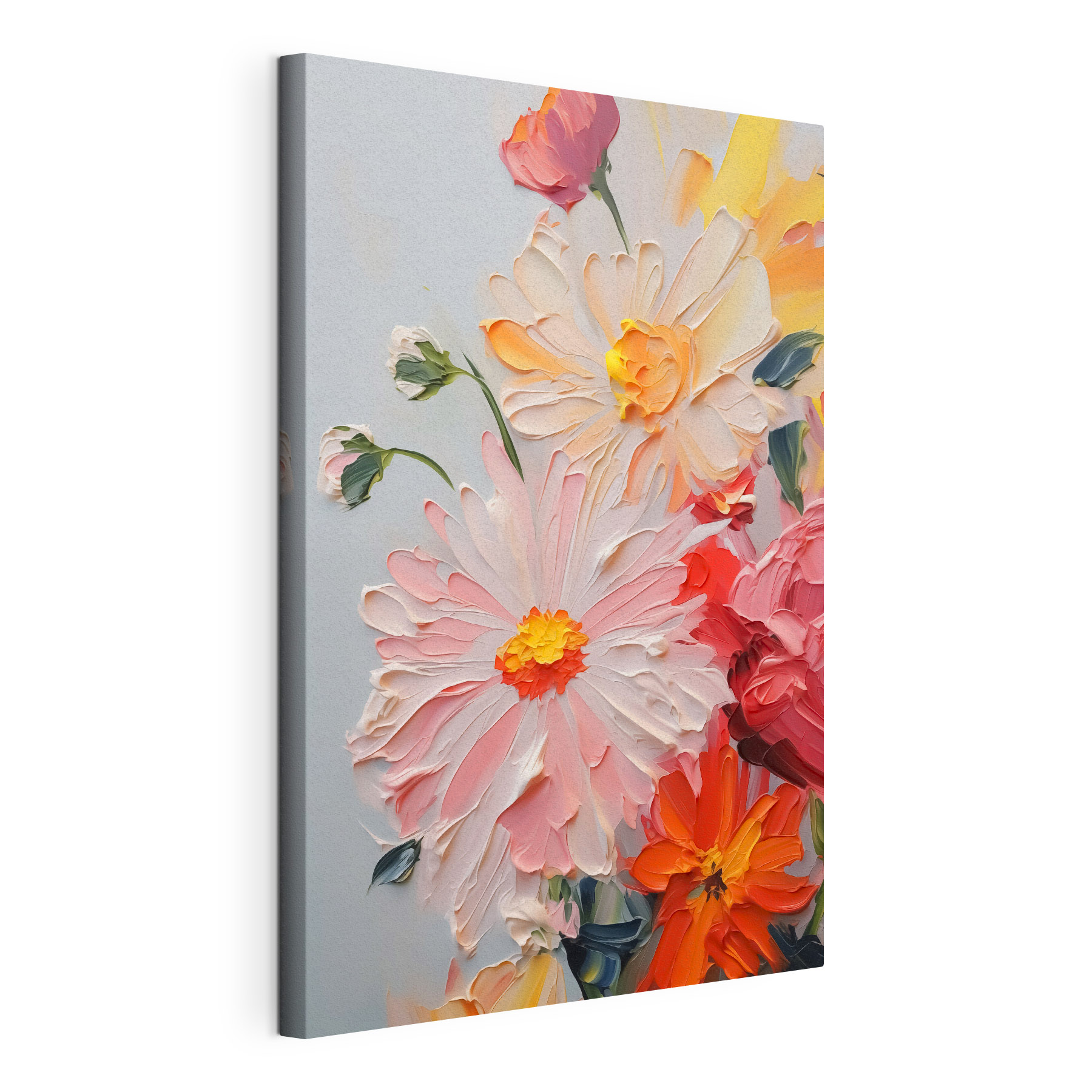 Painting of flowers on a white surface Painting of flowers on a white surface
