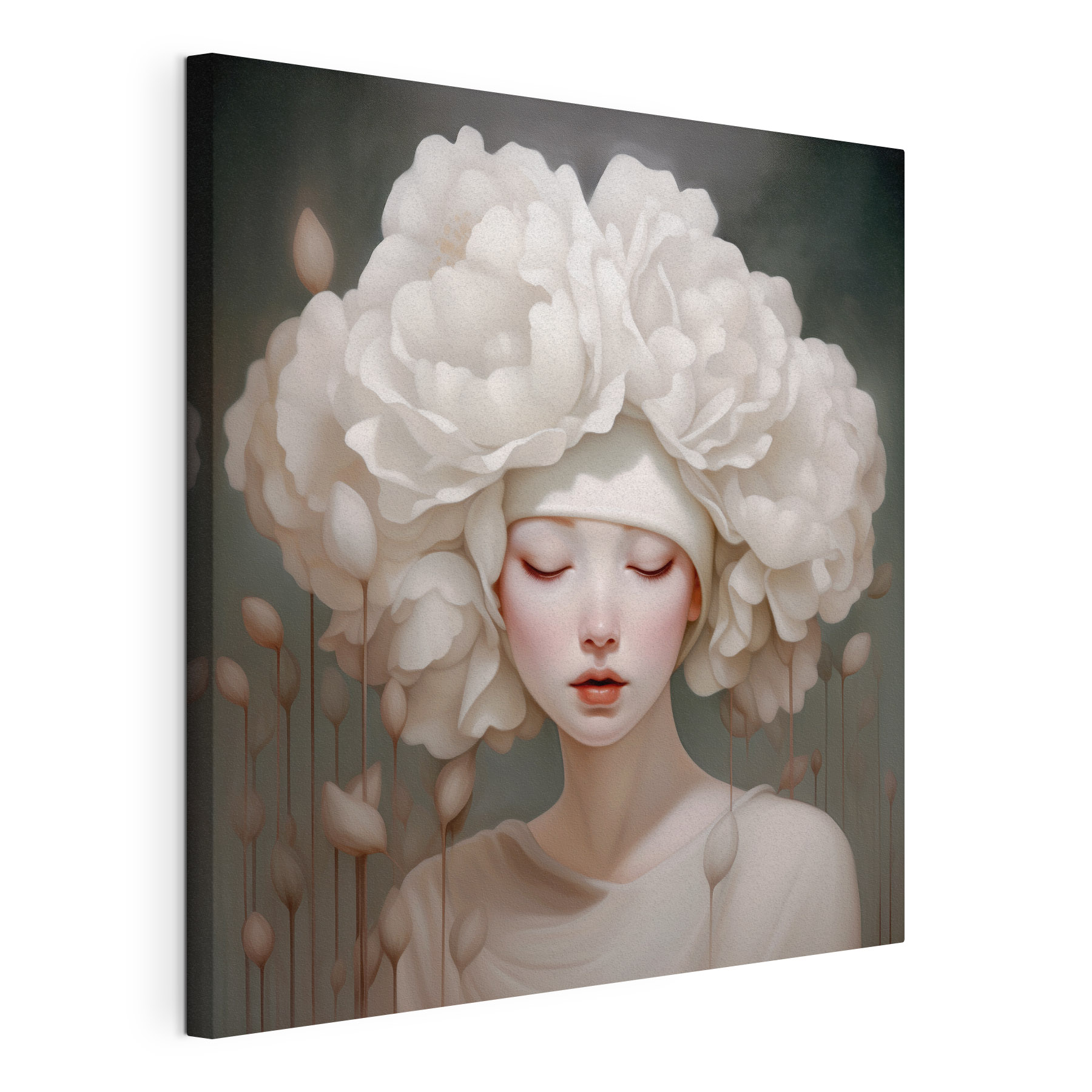 Woman with white flowers on her head