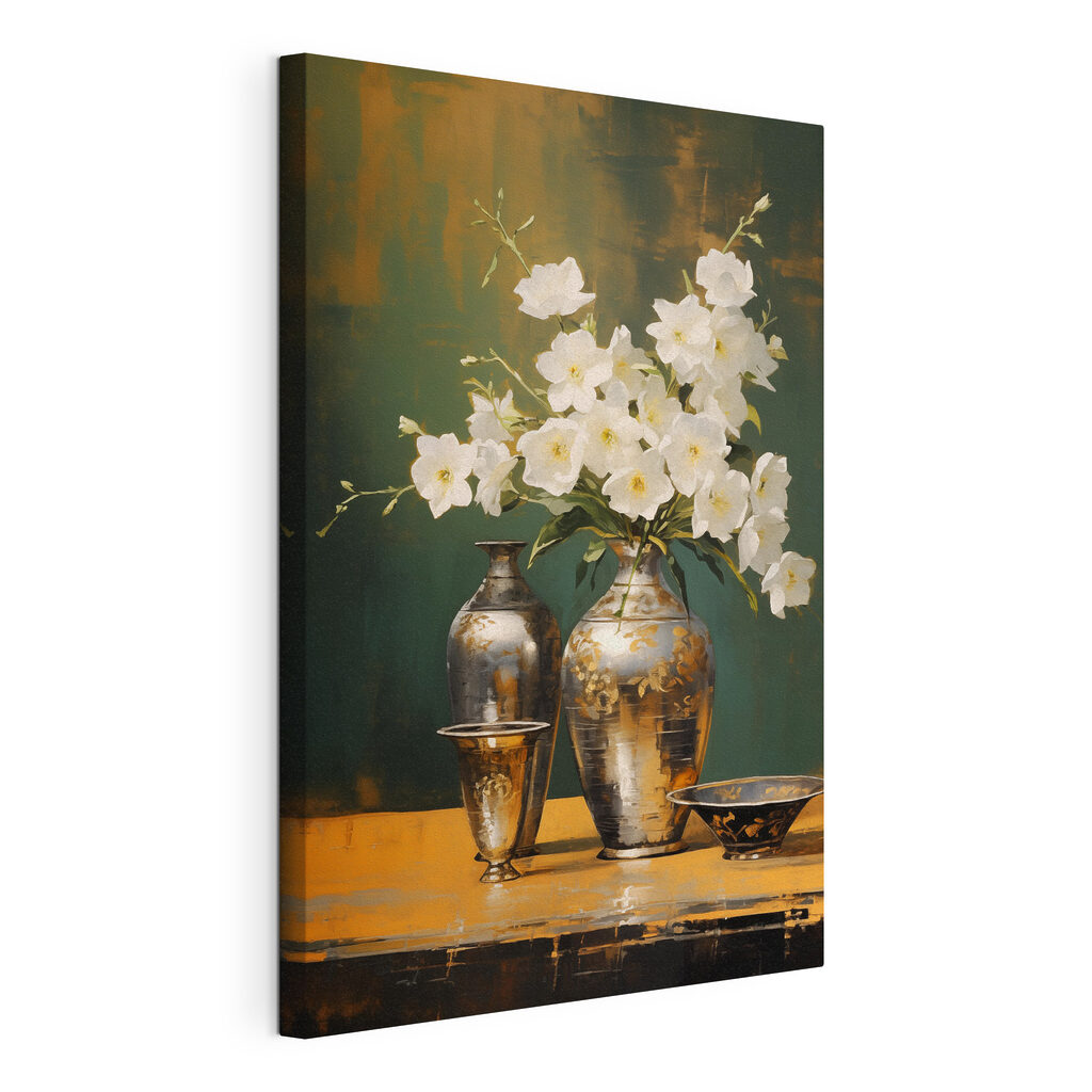 Vase with white flowers and a bowl Vase with white flowers and a bowl