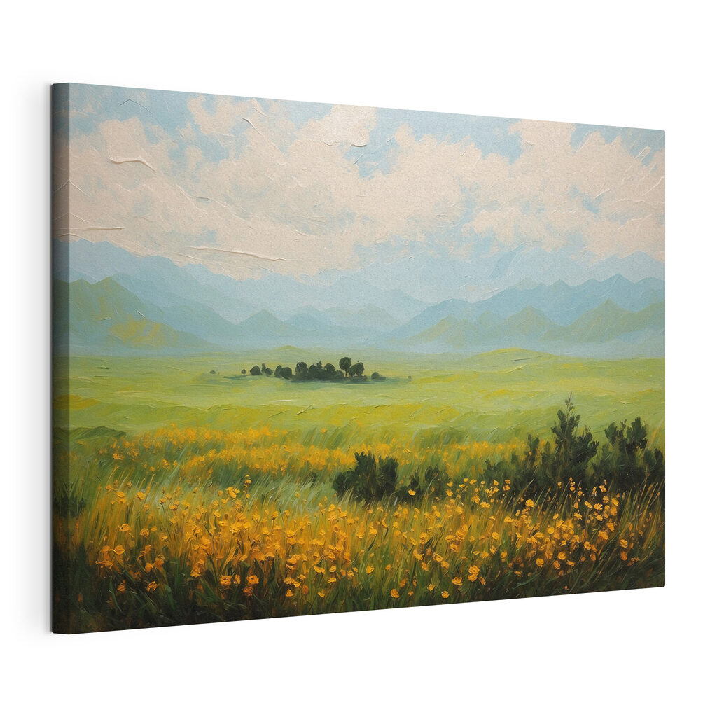 Field of flowers and mountains Field of flowers and mountains