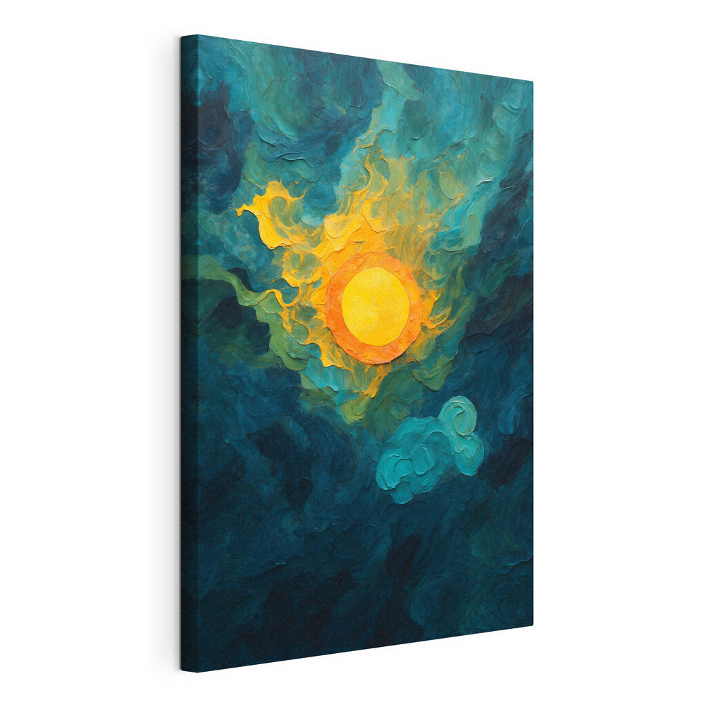 Painting of a sun and clouds