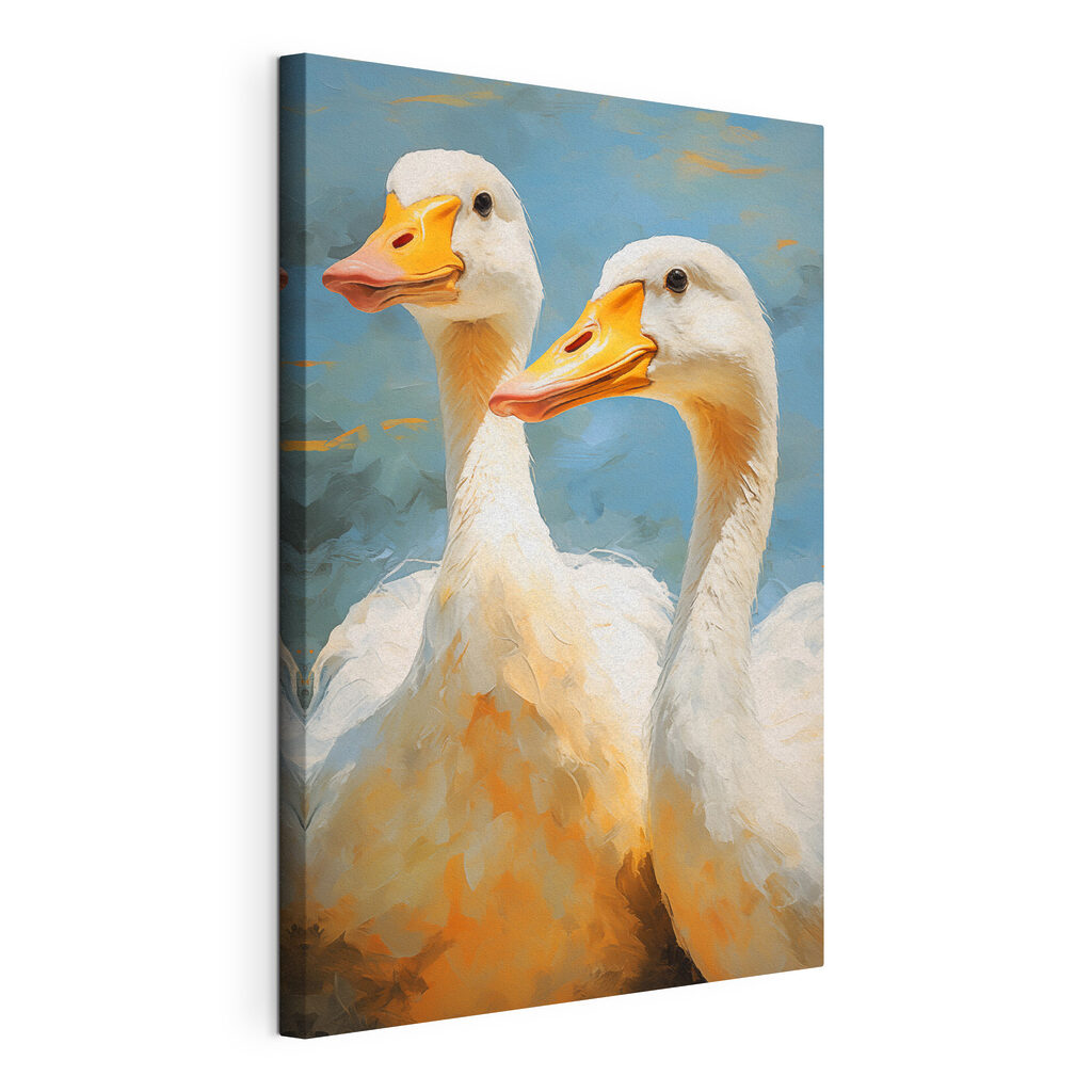 Pair of white ducks with orange beaks Pair of white ducks with orange beaks